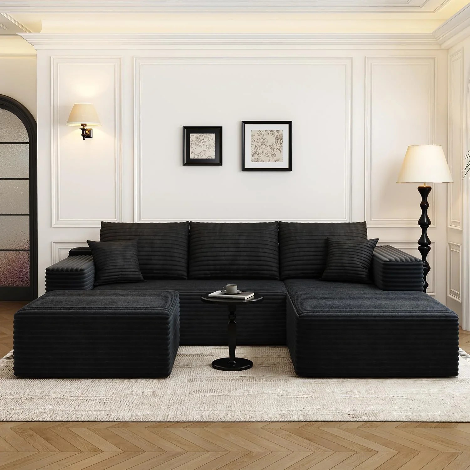 Durable Smart Pick 5" Cloud Modular Sectional Sofa L-Shape Chaise Deep Seat Black Left Facing Reliable