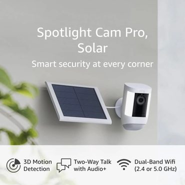 Advanced Pure Value Ring Spotlight Cam Pro Solar 3D Motion Detection Two-Way Talk Dual-Band Wifi White Enhanced