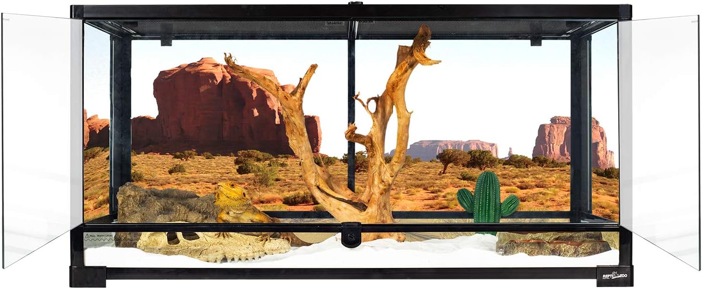 Essential Everyday Co 50 Gallon Reptile Glass Terrarium Tank Double Hinge Door Screen Ventilation 36" x 18" x 18" Sensible