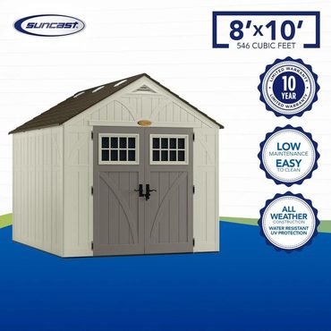 Durable Pure Value Outdoor Vanilla 8 ft. W x 10 ft. D Plastic Storage Shed Sensible