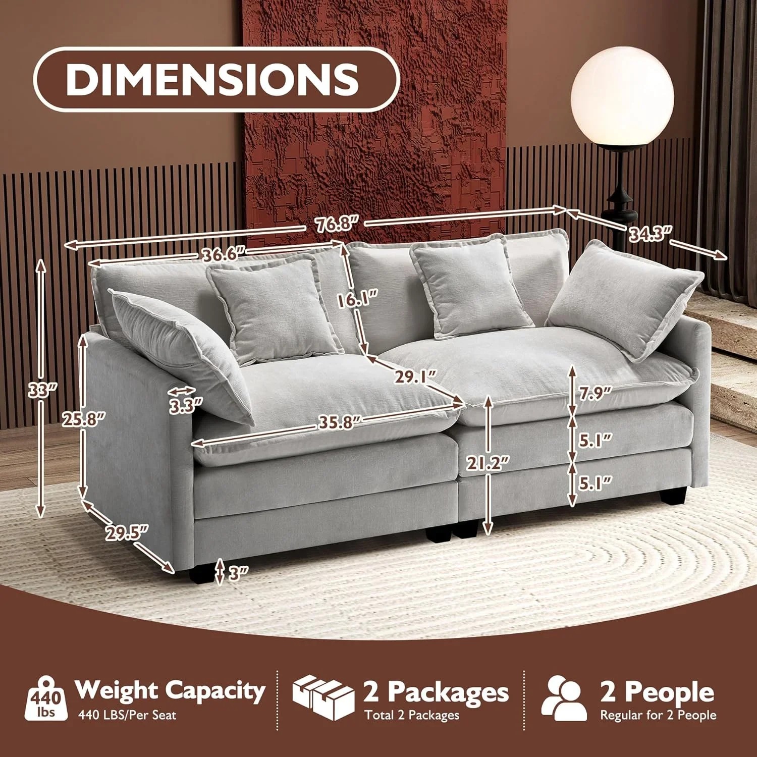 Premium Fresh Find Ihanherry 146" U-Shaped Modern Sofa Modular Sectional Cloud Couch Grey Practical