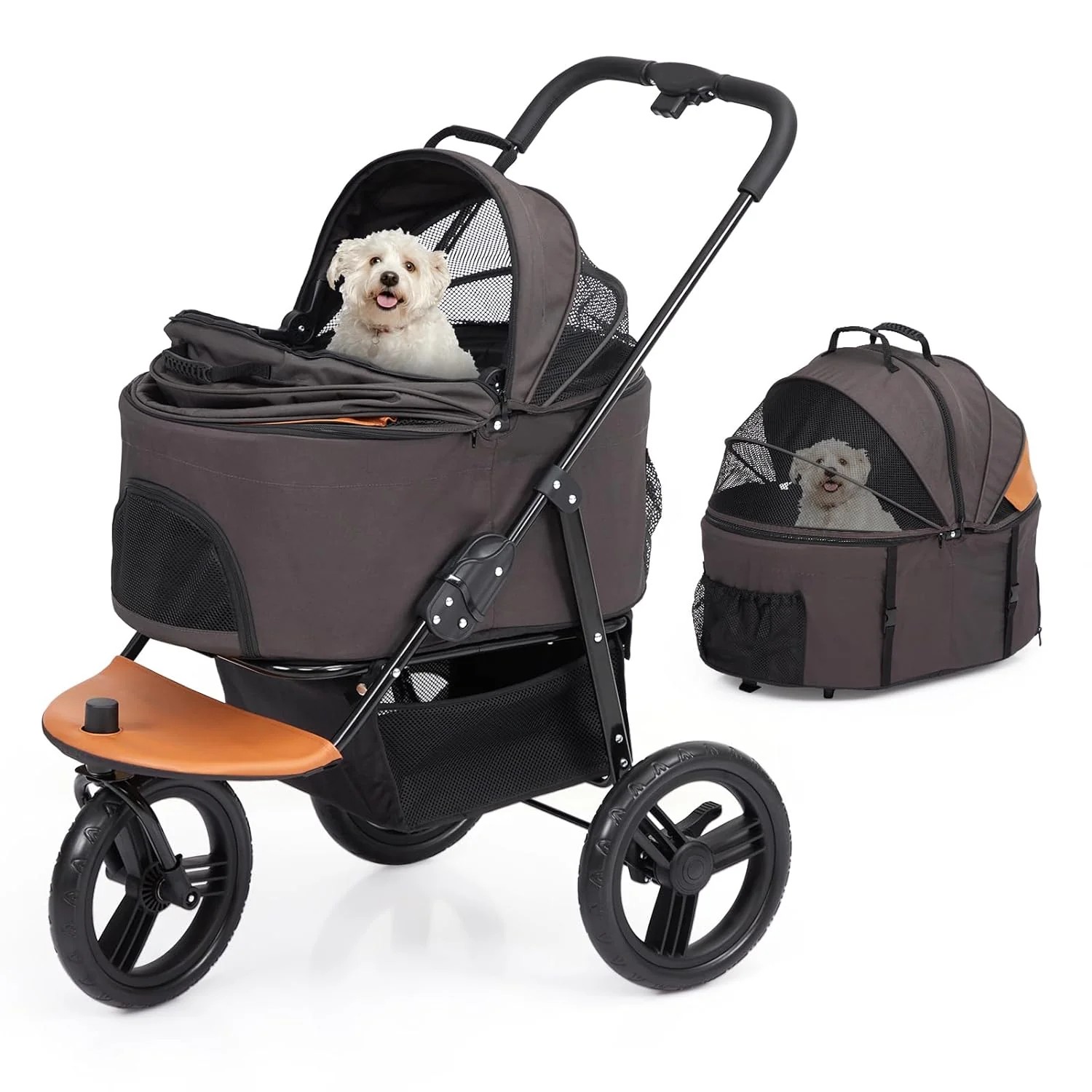 Limited Standard Goods Dog Stroller for Large Pet Jogger Folding Cart 4 Wheel Storage Grey Orange Reliable