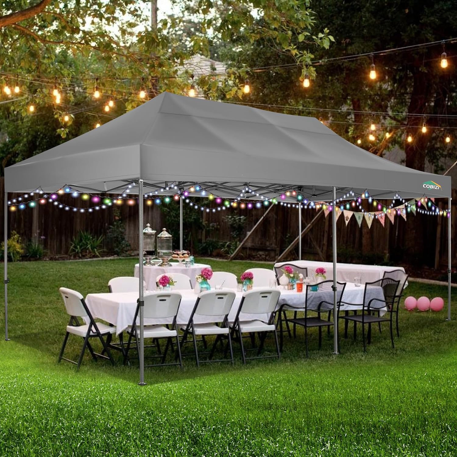 In Stock Pure Value COBIZI 10x20 Heavy Duty Pop up Canopy Tent with 6 Sidewalls Black Functional