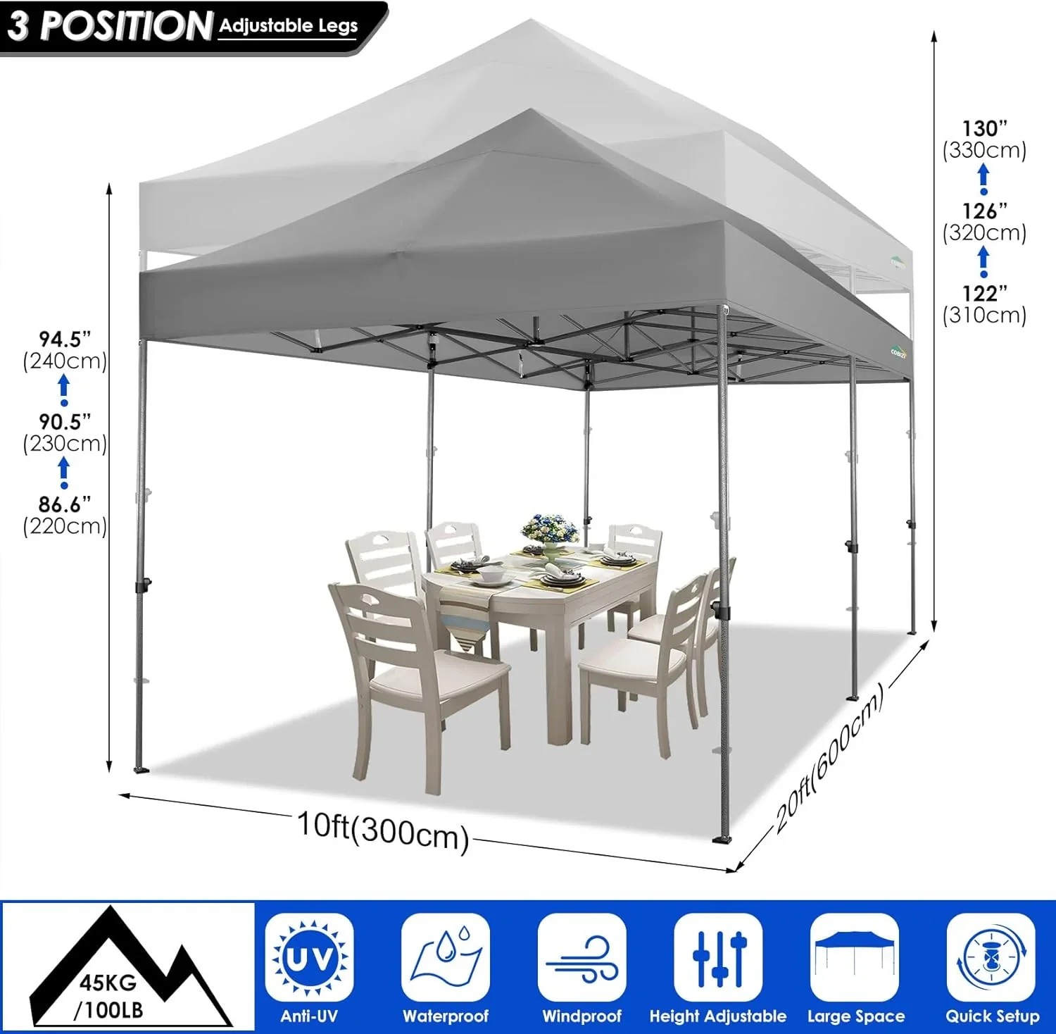In Stock Pure Value COBIZI 10x20 Heavy Duty Pop up Canopy Tent with 6 Sidewalls Black Functional