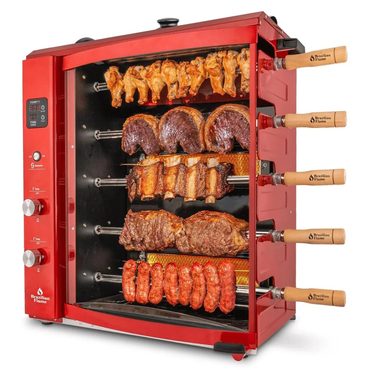 Durable Simple Goods Brazilian Flame Churrasco Gas Rotisserie Oven Grill with Auto Rotating Skewers, Propane, 2024 Fine