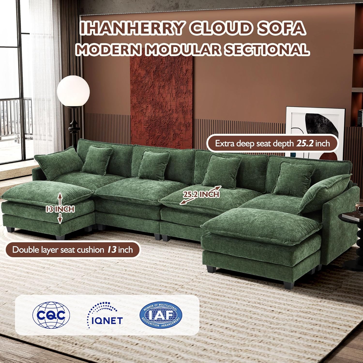 Premium Fresh Find Ihanherry 146" U-Shaped Modern Sofa Modular Sectional Cloud Couch Grey Practical