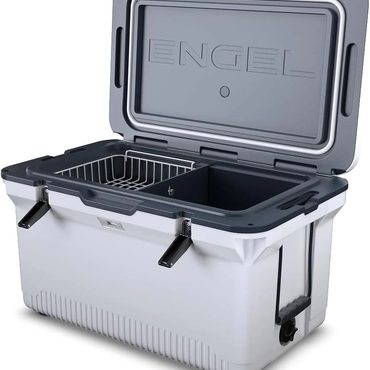 Popular Basic Line 60 QT Ultra-Light Injection Molded Cooler - Ice Chest Keeps Ice up to 7 Days - Large Cooler Includes Wire Bask Original