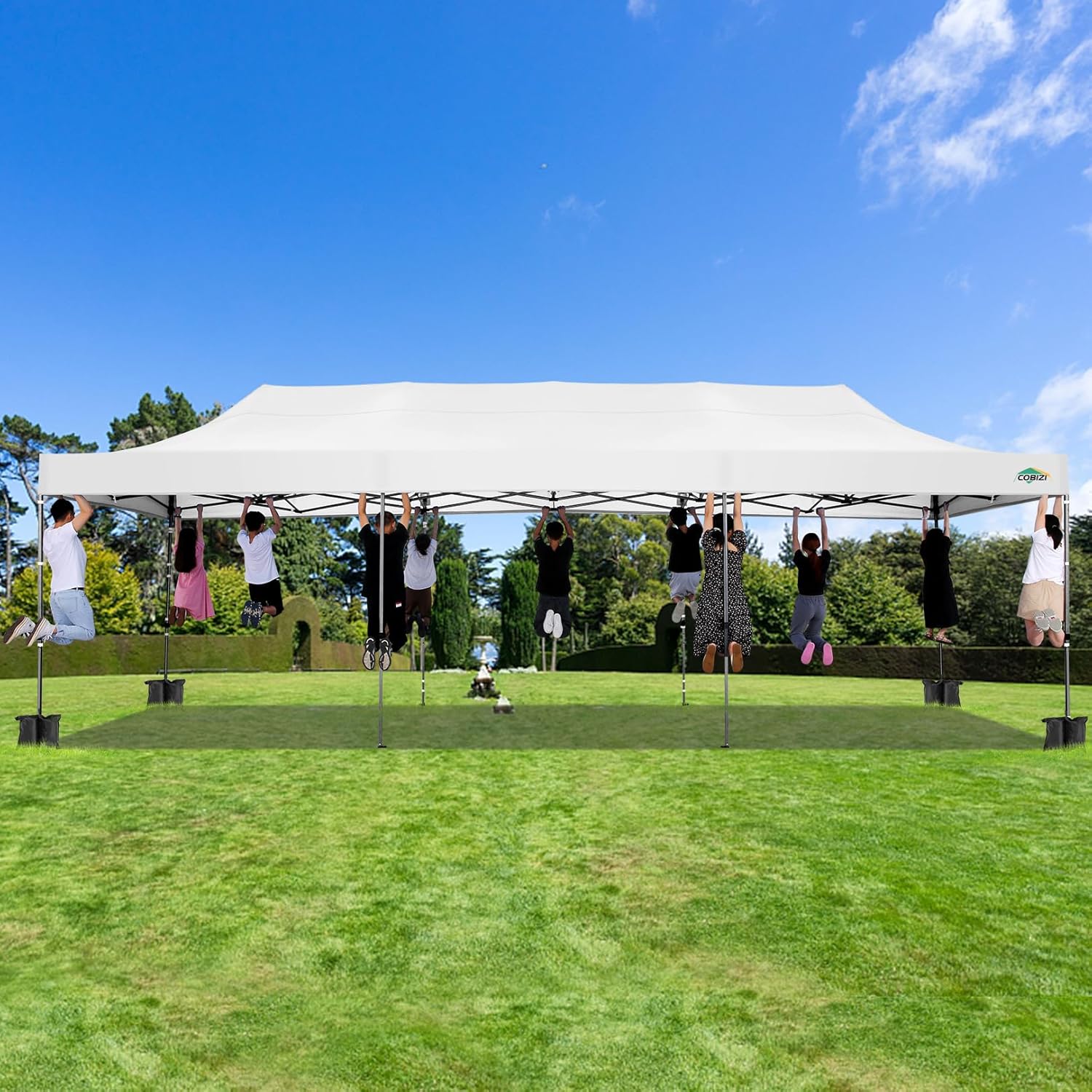 In Stock Pure Value COBIZI 10x20 Heavy Duty Pop up Canopy Tent with 6 Sidewalls Black Functional
