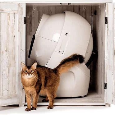 In Season Pure Value Litter-Robot Credenza with Litter Box Enclosure Rustic White Plank Finish Reliable