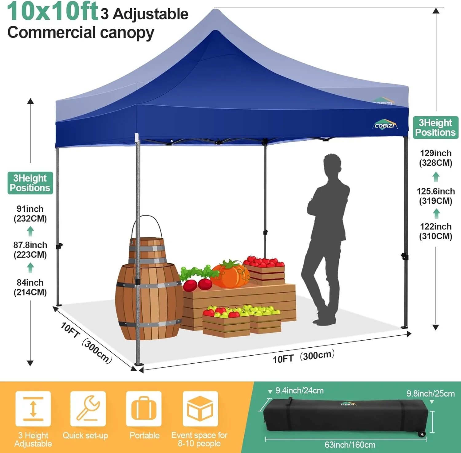 In Stock Pure Value COBIZI 10x20 Heavy Duty Pop up Canopy Tent with 6 Sidewalls Black Functional