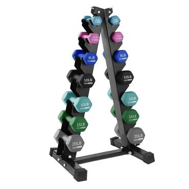 Limited Prime Select 146 Pound Neoprene Dumbbell Full Body Weight Set with Storage Rack Functional