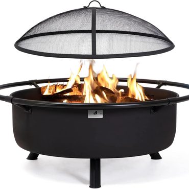 Select Everyday Co SUNCREAT 42" Patio Fire Pit Wood Burning with Mesh Spark Screen Black Fine
