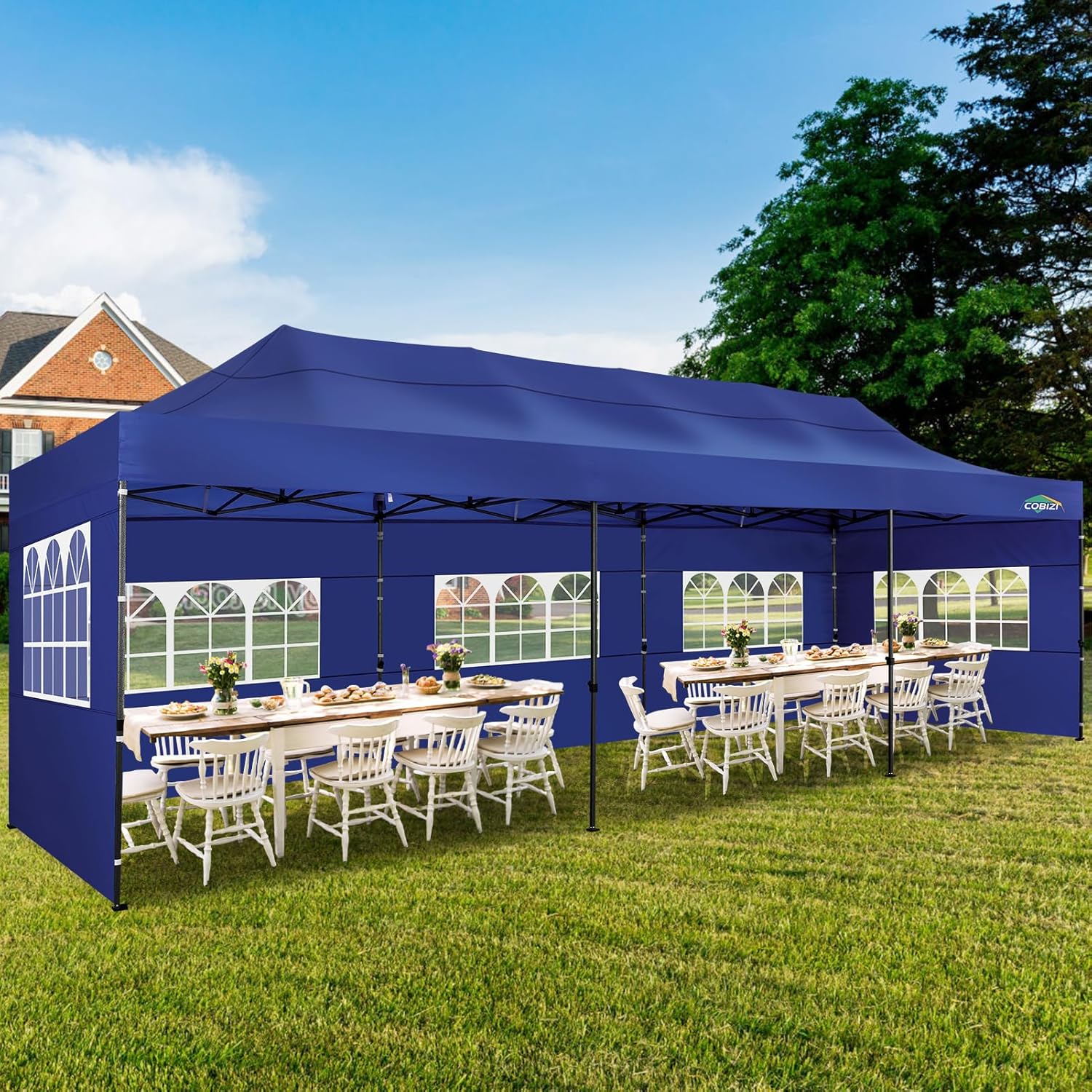In Stock Pure Value COBIZI 10x20 Heavy Duty Pop up Canopy Tent with 6 Sidewalls Black Functional
