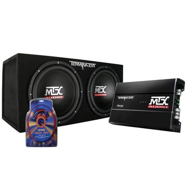 In Stock Fresh Find MTX 12" Dual Loaded Car Subwoofer w/Sub Box, Amplifier, & QPower Wiring Kit Sound