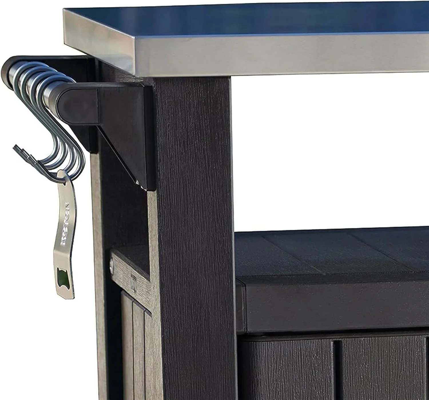 Premium Everyday Co Keter Outdoor Rolling Table Cart for Food Prep, Storage, Bar & Grill, Dark Brown Modern