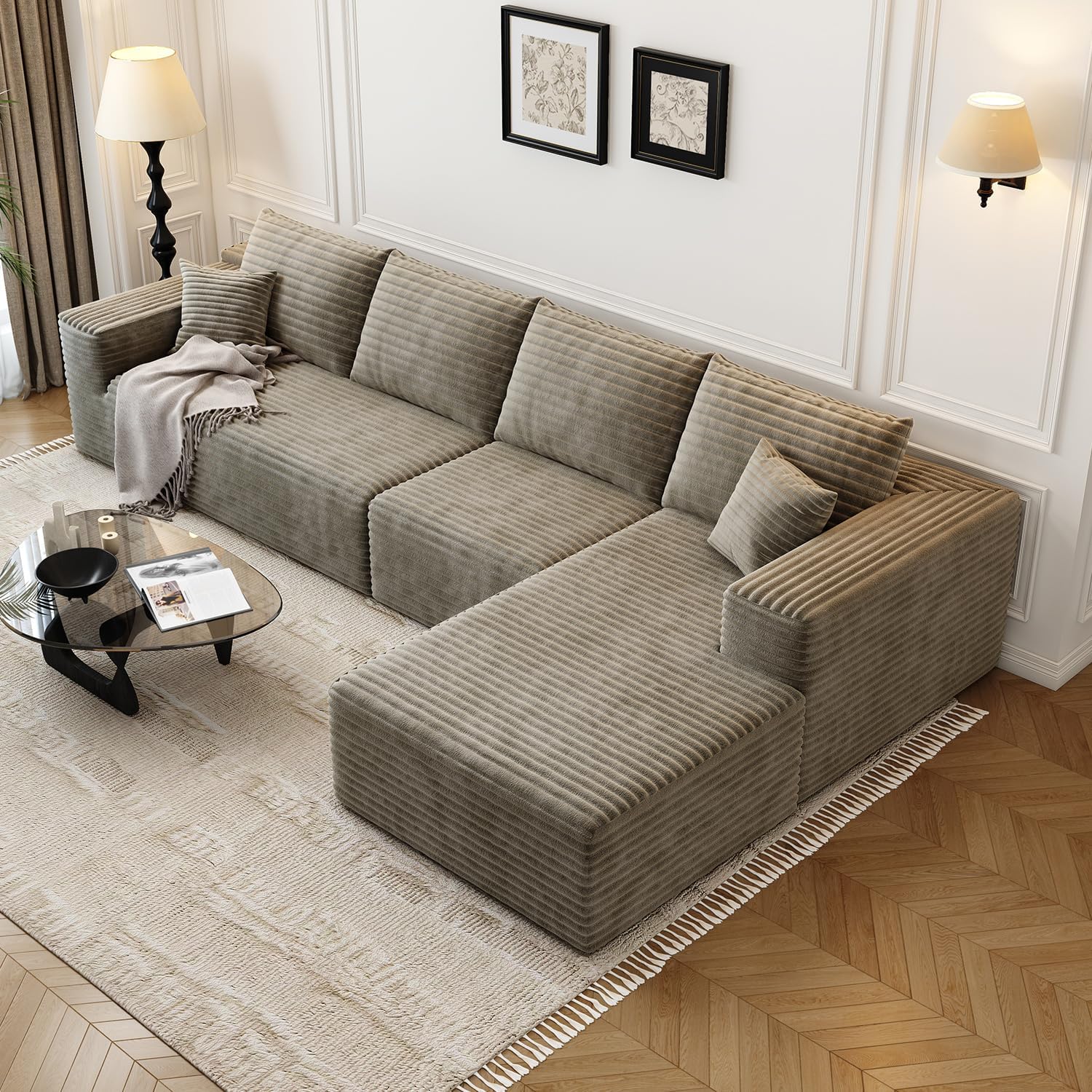 Durable Smart Pick 5" Cloud Modular Sectional Sofa L-Shape Chaise Deep Seat Black Left Facing Reliable