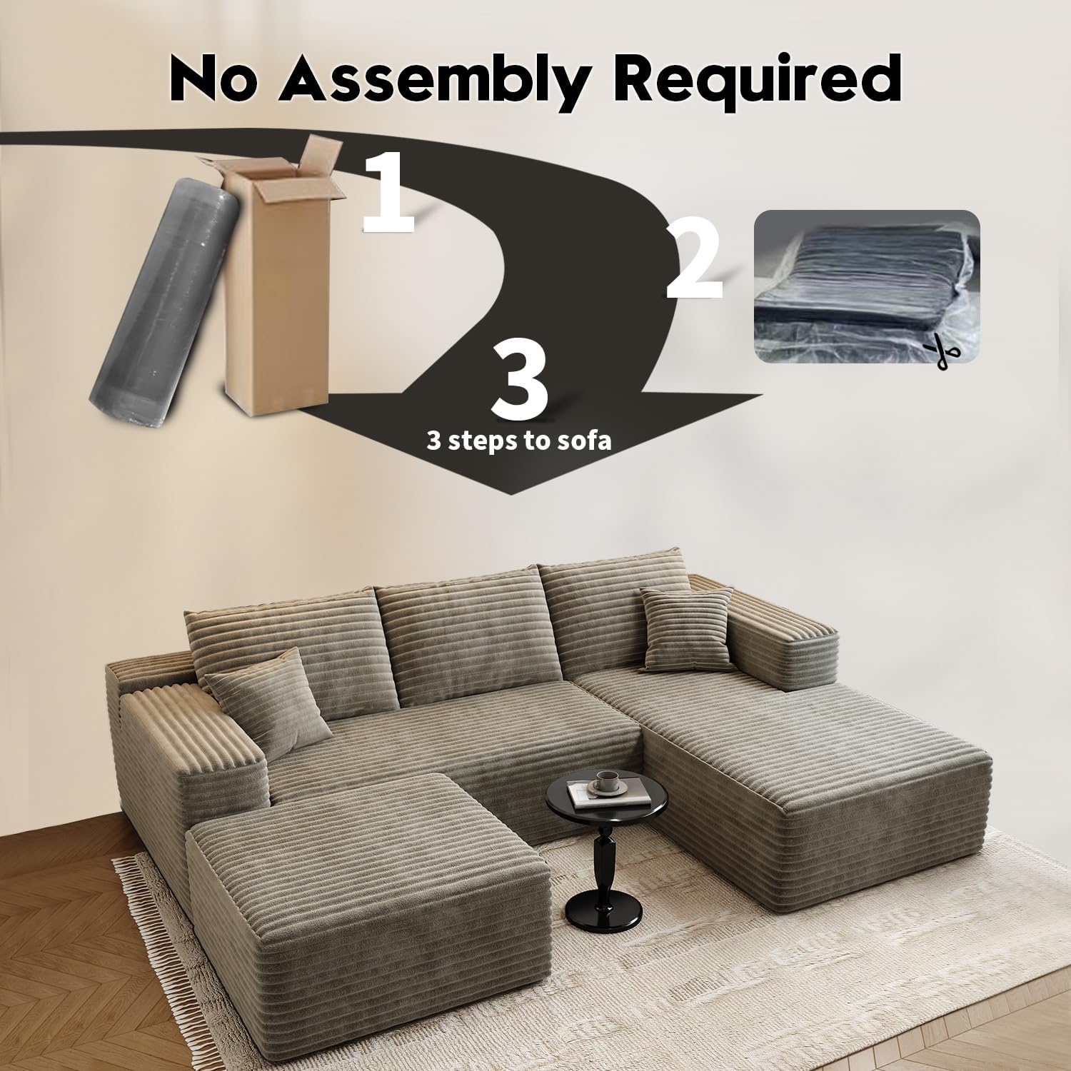 Durable Smart Pick 5" Cloud Modular Sectional Sofa L-Shape Chaise Deep Seat Black Left Facing Reliable