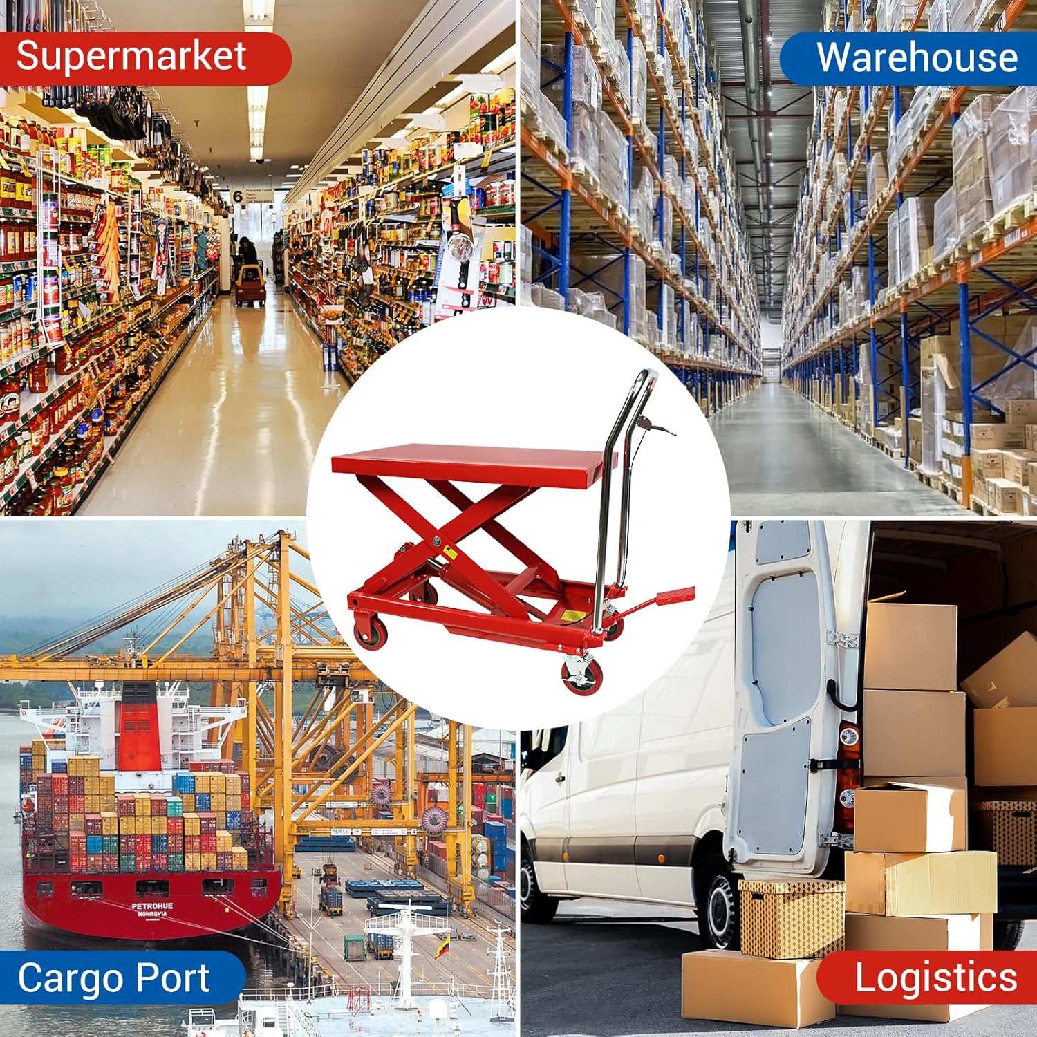 Limited Smart Pick 500LBS Hydraulic Lift Table Cart, 30" Lifting Height, Double Scissor with 4 Wheels Value