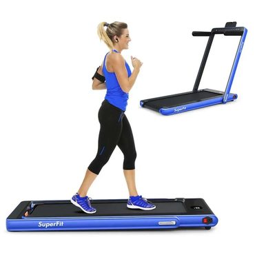 Limited Open Market 2 in 1 Folding Treadmill 2.25HP Under Desk Electric Walking Running Machine Blue Practical