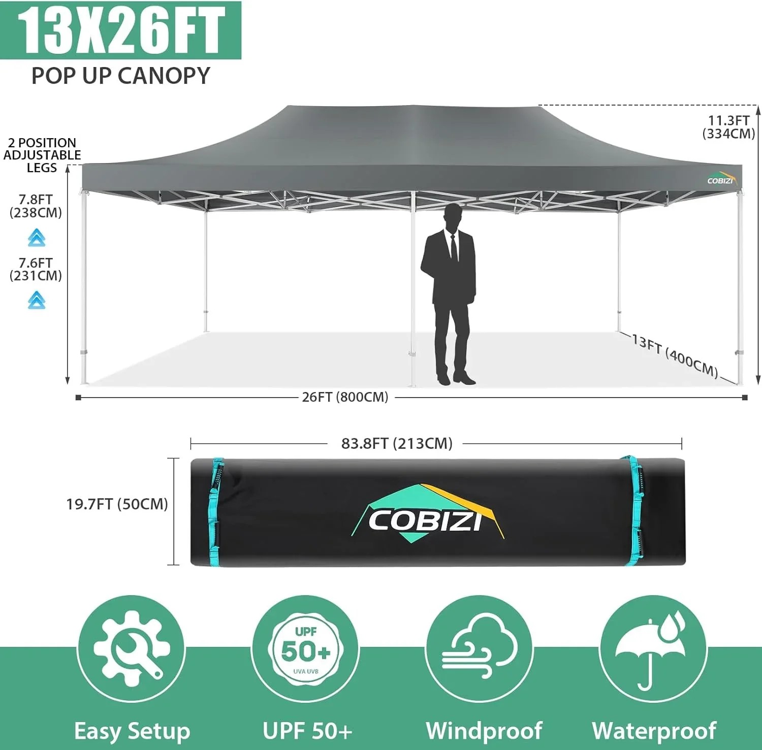 In Stock Pure Value COBIZI 10x20 Heavy Duty Pop up Canopy Tent with 6 Sidewalls Black Functional