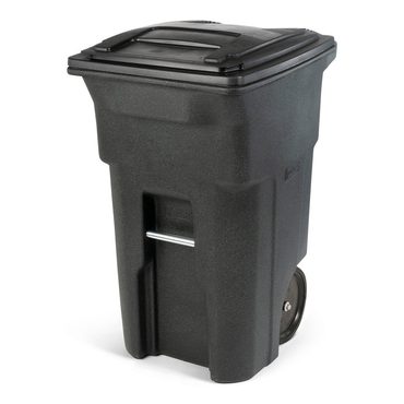 Economy Open Market Toter 64-Gallon Greenstone Trash Can with Quiet Wheels and Lid Original