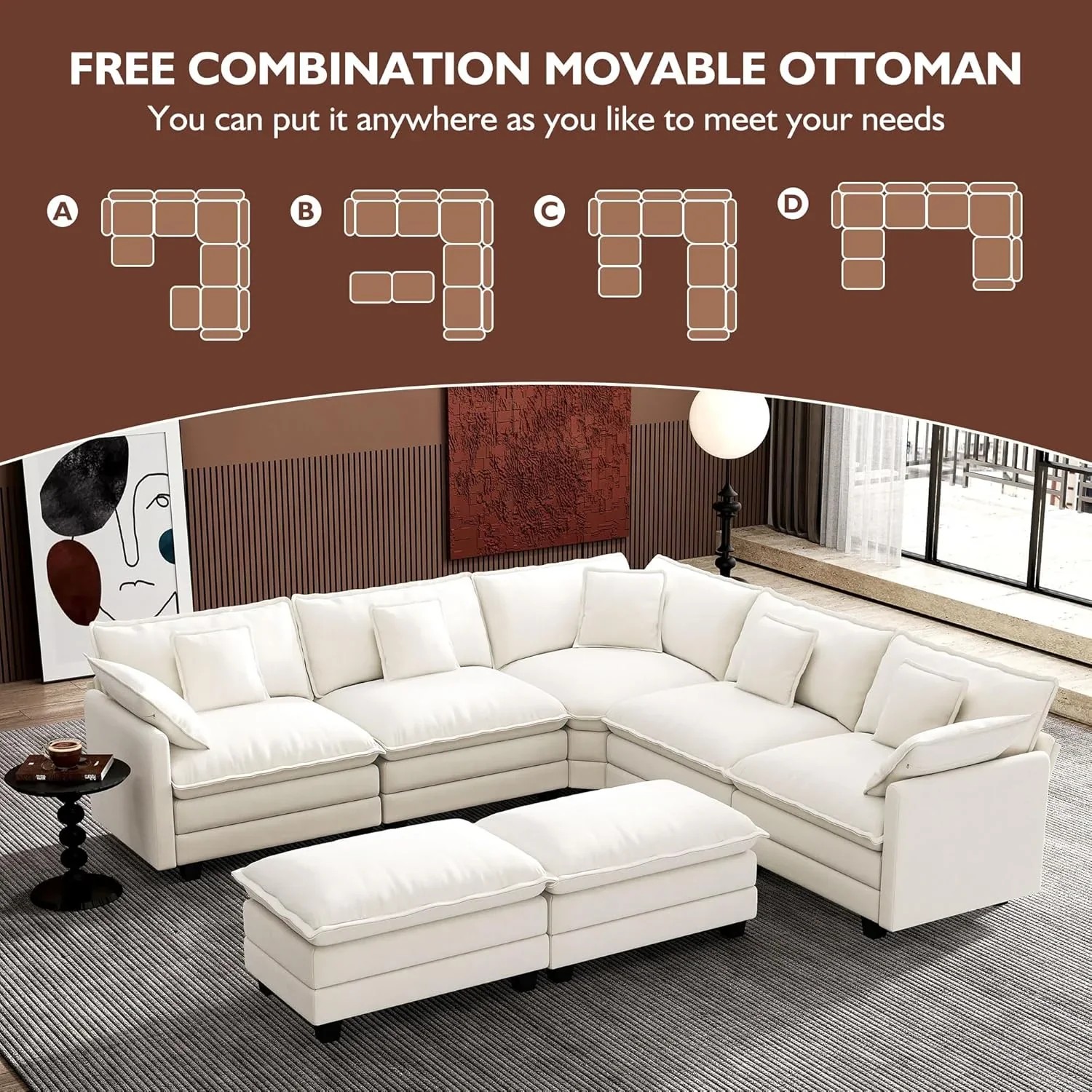 Premium Fresh Find Ihanherry 146" U-Shaped Modern Sofa Modular Sectional Cloud Couch Grey Practical