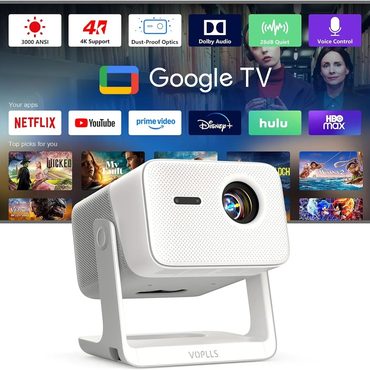 Popular Pure Value Smart Projector with WiFi and Bluetooth, VOPLLS Outdoor Projectors with Dolby/Auto Focus Fine