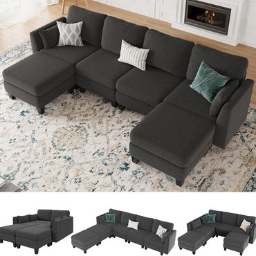 Limited Simple Goods Modular Sectional Sofa Convertible U Shaped 6 Seat Memory Foam Dimgrey Functional