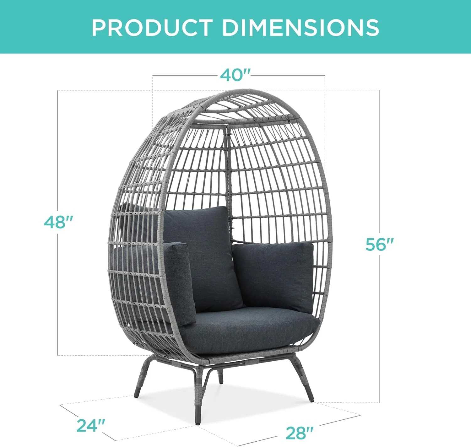 Durable Fresh Find Best Choice Products Wicker Egg Chair Oversized Indoor Outdoor Lounger Ivory Distinctive