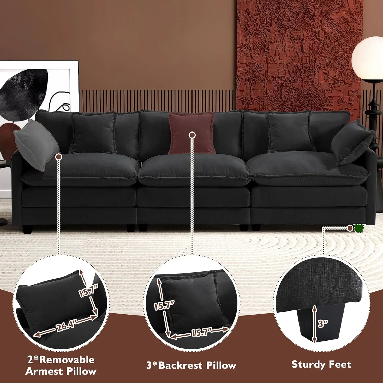 Premium Fresh Find Ihanherry 146" U-Shaped Modern Sofa Modular Sectional Cloud Couch Grey Practical