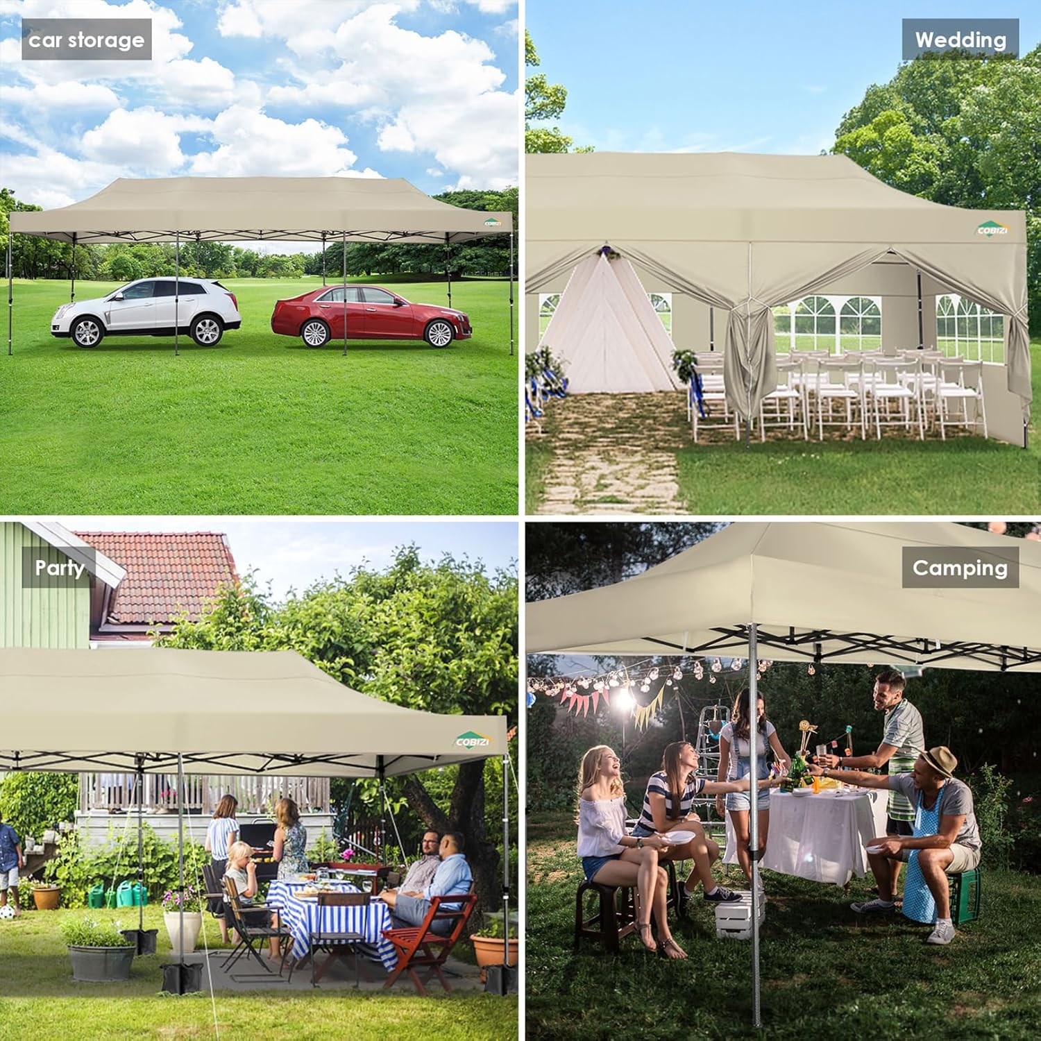 In Stock Pure Value COBIZI 10x20 Heavy Duty Pop up Canopy Tent with 6 Sidewalls Black Functional
