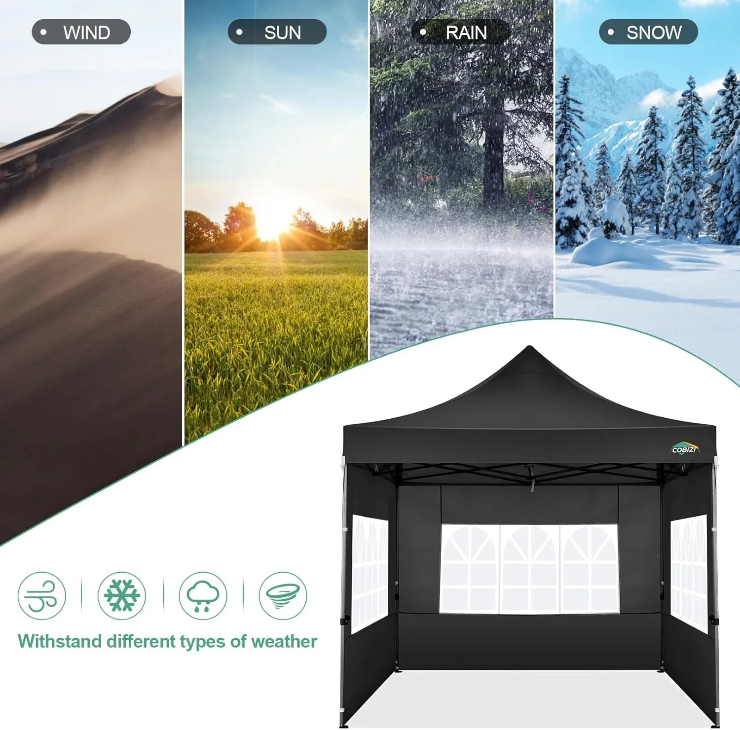 In Stock Pure Value COBIZI 10x20 Heavy Duty Pop up Canopy Tent with 6 Sidewalls Black Functional