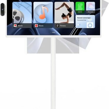 In Season Everyday Co 32-Inch Portable TV, 1080P FHD Rolling TV on Wheels, Rotatable Touch Screen, Android 13 Distinctive