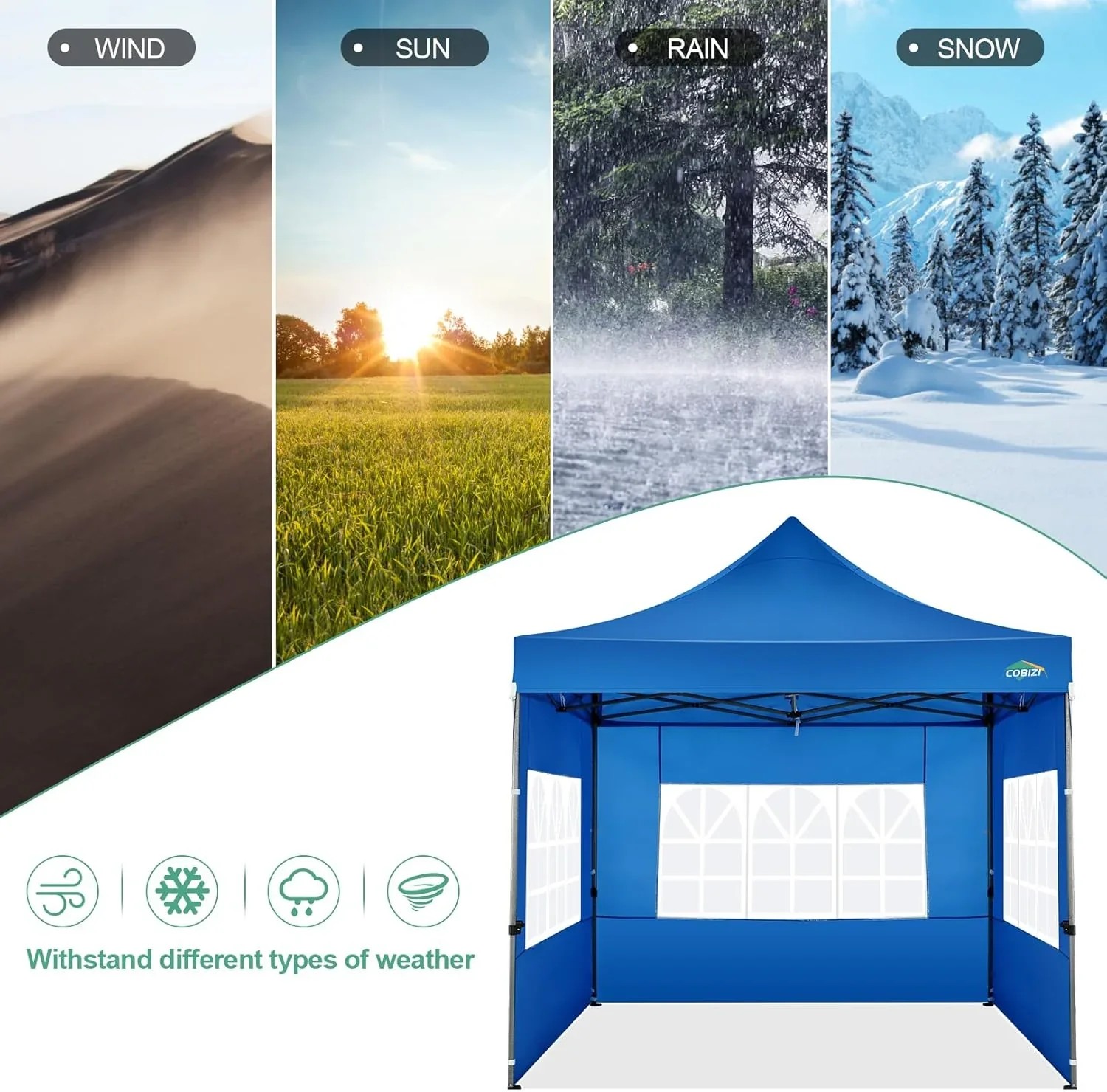 In Stock Pure Value COBIZI 10x20 Heavy Duty Pop up Canopy Tent with 6 Sidewalls Black Functional
