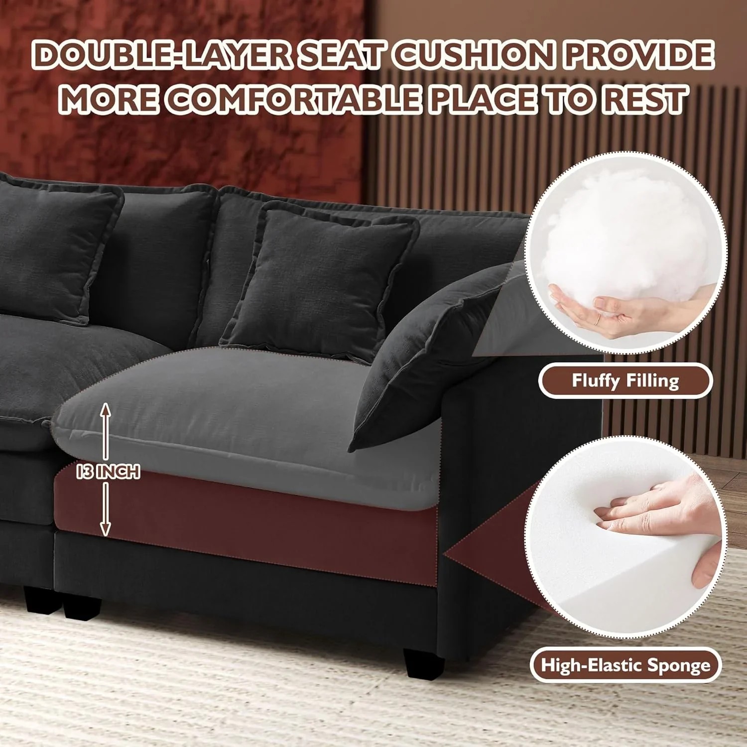Premium Fresh Find Ihanherry 146" U-Shaped Modern Sofa Modular Sectional Cloud Couch Grey Practical