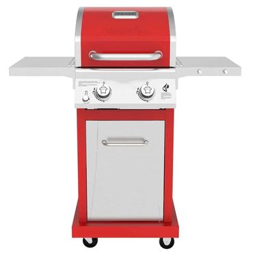 Classic Everyday Co 2-Burner Propane Gas Grill, Red – Stainless Steel, 28,000 BTUs, Compact Design Value