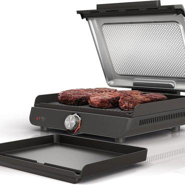 Essential Basic Line Ninja Griddle and Indoor Grill 14" Electric Nonstick Dishwasher Safe Silver GR101 Modern