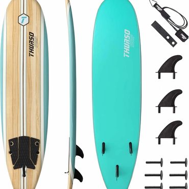 2026 Debut Fresh Find Thurso Surf 8 ft Soft Top Foam Beginner Surfboard for Adults and Kids, Lightweight Durable Longboard Modern