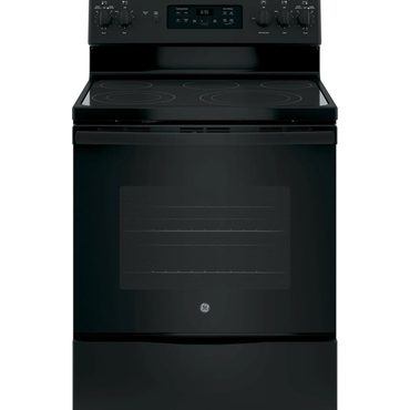 In Stock Pure Value GE 30′′ Freestanding Electric Range, Black – Dual-Element Cooktop, Convection Oven, Self-Cleaning Reliable