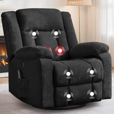 Limited Pure Value Rocker Recliner Glider Swivel Rocking Chair Massage Heating Blue Fine