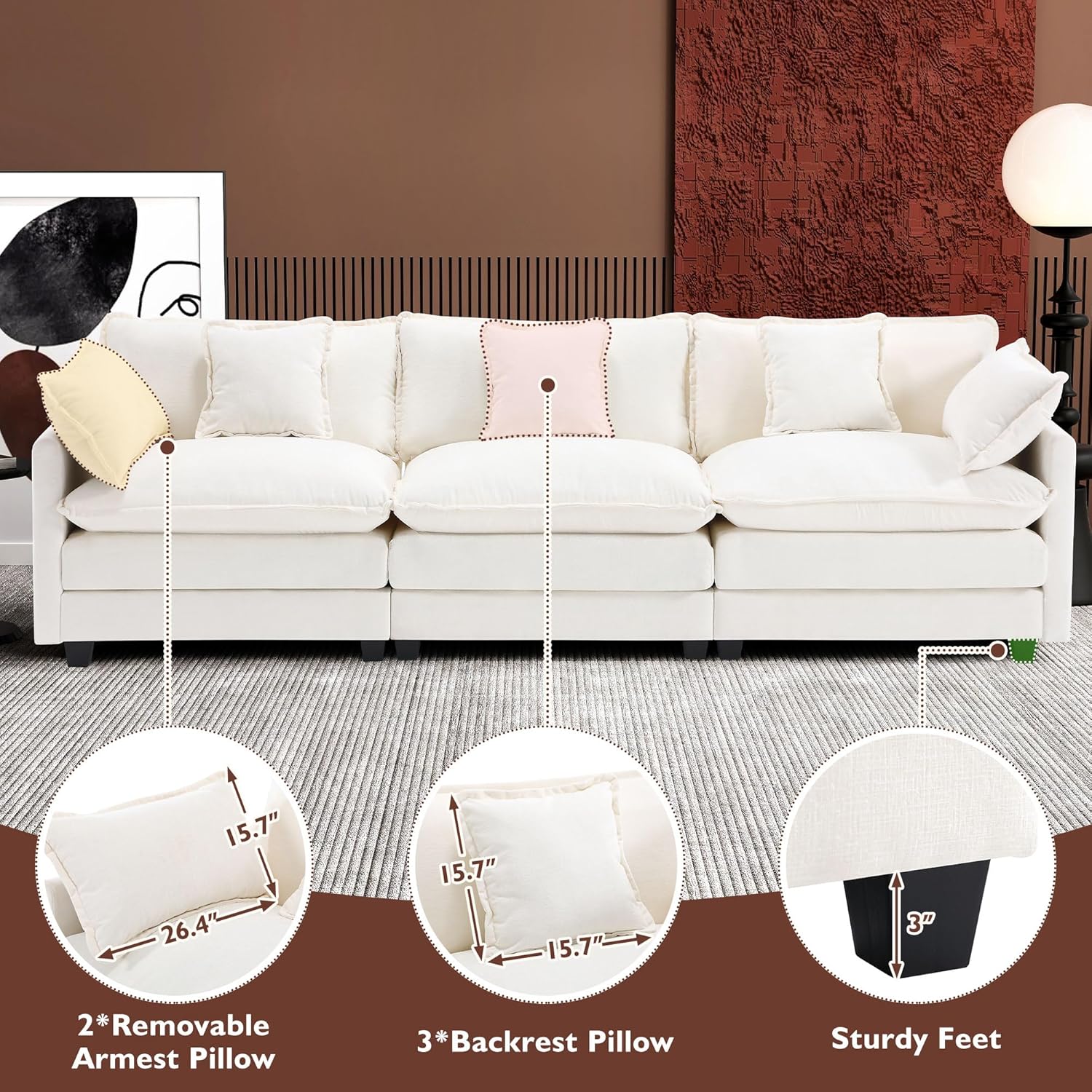 Premium Fresh Find Ihanherry 146" U-Shaped Modern Sofa Modular Sectional Cloud Couch Grey Practical