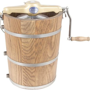 2026 Upgraded Fresh Find 6 qt Country Ice Cream Maker – Classic Wooden Tub – Hand Crank Sound