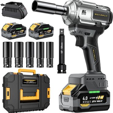Limited Pure Value Cordless Impact Wrench 1200Nm High Torque 1/2in 21V Brushless with 2 Batteries Charger Enhanced