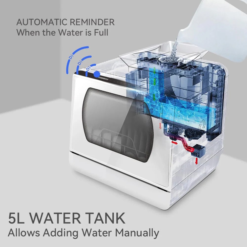 Classic Open Market Hermitlux Countertop Dishwasher With 5-Liter Built-in Water Tank Universal