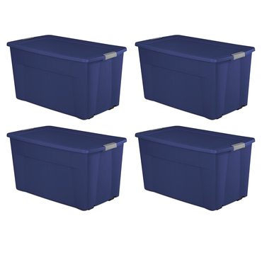 Economy Simple Goods 45 Gallon Wheeled Latch Tote- Stadium Blue Case of 4 Improved