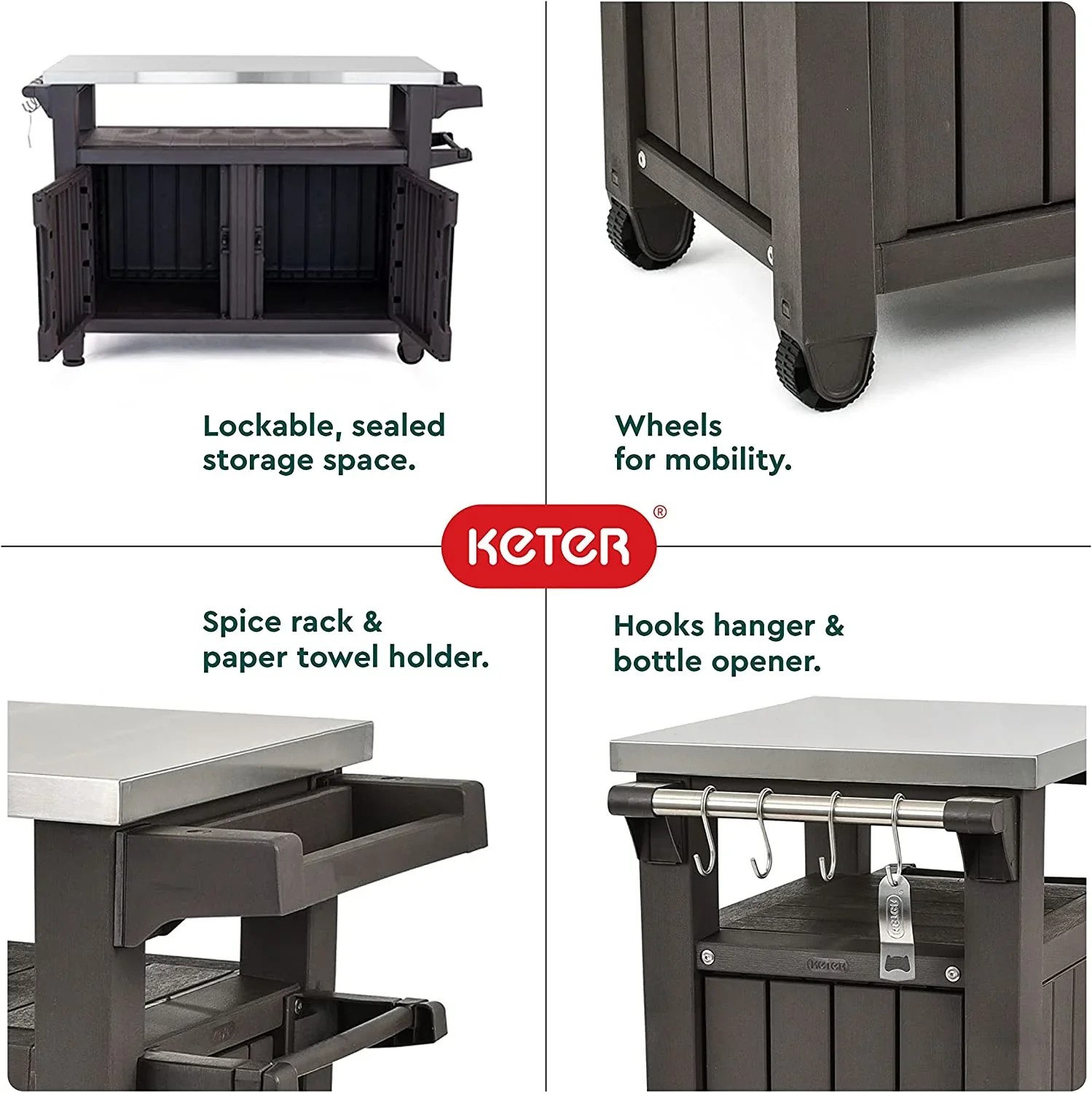 Essential True Basics Keter Unity XL Portable Outdoor Table and Storage Sensible