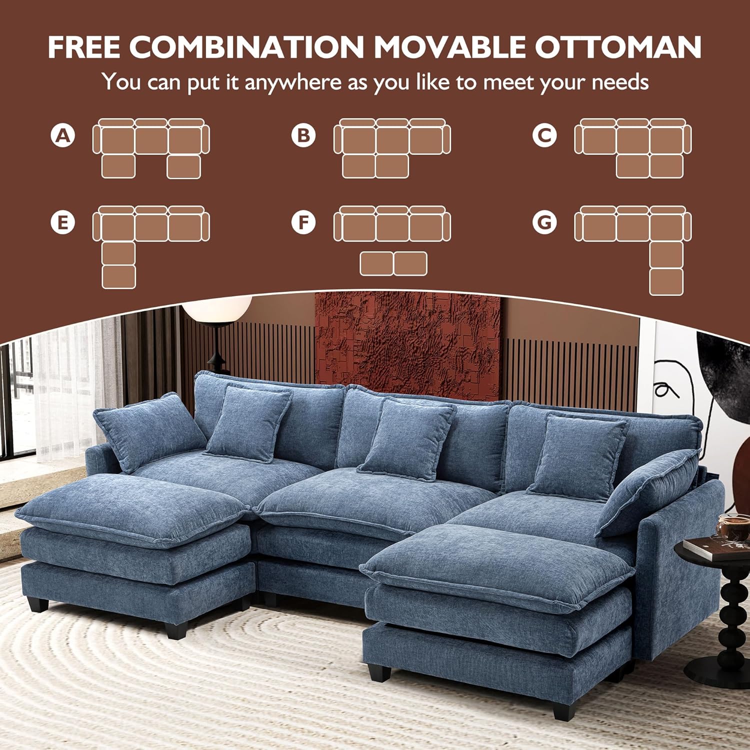Premium Fresh Find Ihanherry 146" U-Shaped Modern Sofa Modular Sectional Cloud Couch Grey Practical