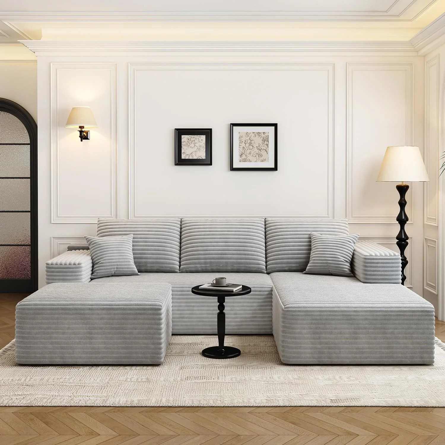 Durable Smart Pick 5" Cloud Modular Sectional Sofa L-Shape Chaise Deep Seat Black Left Facing Reliable