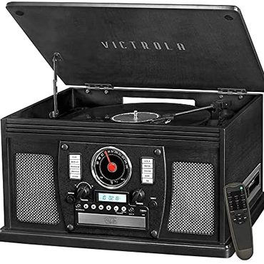 Economy Prime Select Victrola 8-in-1 Bluetooth Record Player Multimedia Center Built-in Speakers Black Practical