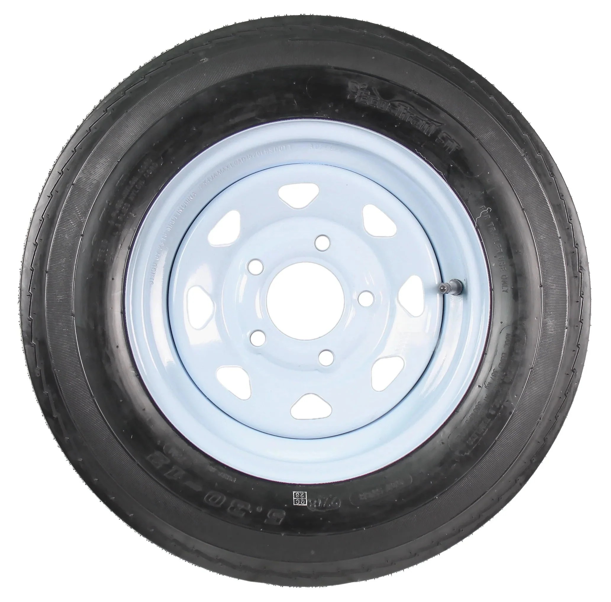 Essential Direct Source Two Trailer Tires On Rims 5.30-12 530-12 5.30 X 12 5 Hole Wheel White Spoke Budget